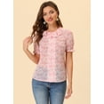 thumbnail image 3 of Blusa Floral De Chifón Con Manga Abullonada Y Cuello Con Volantes Para Mujer Rosa S, 3 of 5