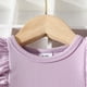 thumbnail image 5 of Vestido de manga larga con cuello redondo para niña, color liso, cuello redondo, manga A, con volantes, para bebés y niños pequeños, vestido informal de poliéster para niña., 5 of 8
