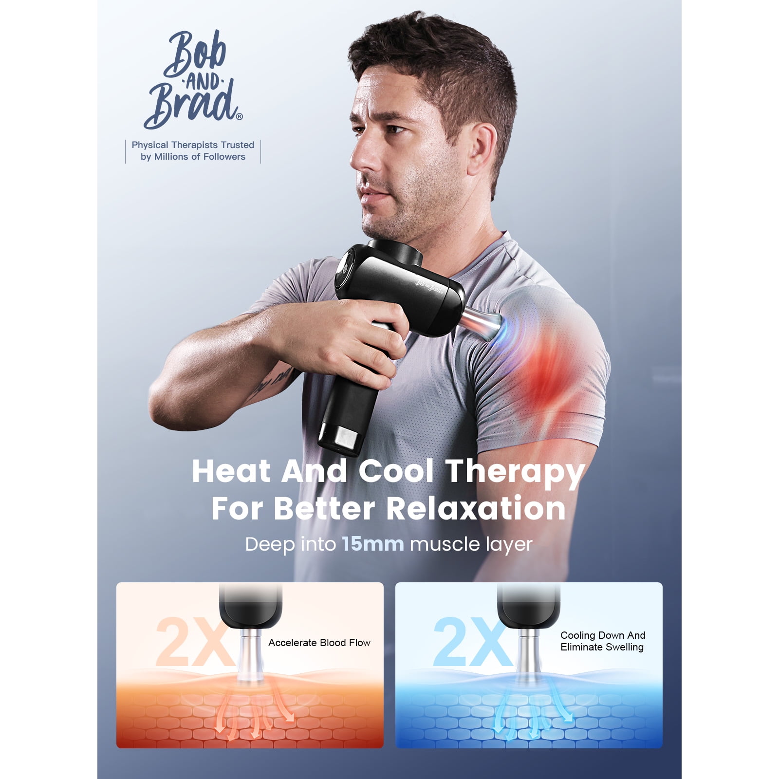 BOB AND BRAD X6 Pro Massage Gun Deep Tissue Percussion with Metal Head, Professional Muscle Massage Gun for Athletes, Pain Relief, Christmas Gift for Men and Women, FSA HSA Eligible(without box)