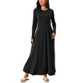 thumbnail image 4 of INSPIRE CHIC Women's Fall Long Dresses Button Fit Long Sleeve Flowy A-Line Maxi Dress with Pockets XL Black, 4 of 6
