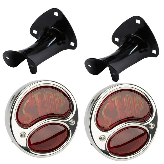 1928-31 Ford Model A "Stop" Tail Lamp w/Black Brackets