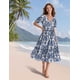 thumbnail image 4 of Vestido midi YESNO de verano con estampado floral, cuello en V, manga abullonada, 2XL, para mujer, 4 of 5