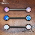 thumbnail image 2 of Pair of Titanium Nipple Barbells, 5mm Opal Ends, 14G, Internally Threaded Vital Body Jewelry, 2 of 2
