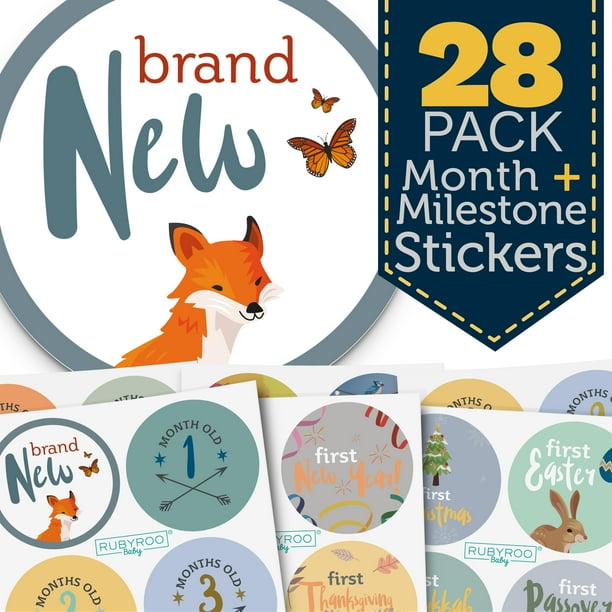 rubyroo baby monthly baby stickers 28 milestone pack