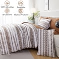 thumbnail image 7 of PERFEMET Boho Queen Size Comforter Set,7 Pieces Bed in a Bag Brown Striped Triangular Pattern Bohemian Bedding Set,Ultra Soft Bed Set for All Season, 7 of 7