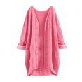 thumbnail image 5 of Lutiedan Long Sleeve Cardigans for Women Cotton Button Down High Low Cardigan Fall Casual Baggy Solid Cardigan,Hot Pink,M, 5 of 6