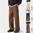 thumbnail image 1 of Styesk Men's Pants Man Solid Color Corduroy Loose Large Size Drawstring Straight Barrel Trousers, 1 of 7