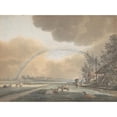 thumbnail image 3 of Vincent Jansz. van der Vinne 18x14 Black Modern Framed Museum Art Print Titled - Landscape with a Rainbow Over a Farmhouse and Distant Village, 3 of 5