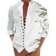 thumbnail image 1 of Camisas Vaqueras Para Hombre Manga Larga Camisa de manga larga con estampado digital 3D y soporte con botones sueltos para hombre, vacaciones, playa, ocio (White, M), 1 of 4