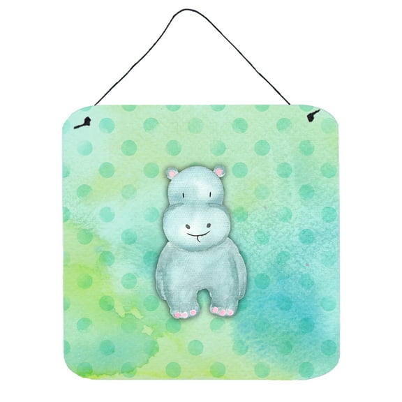 Polkadot Hippopotamus Watercolor Wall or Door Hanging Prints