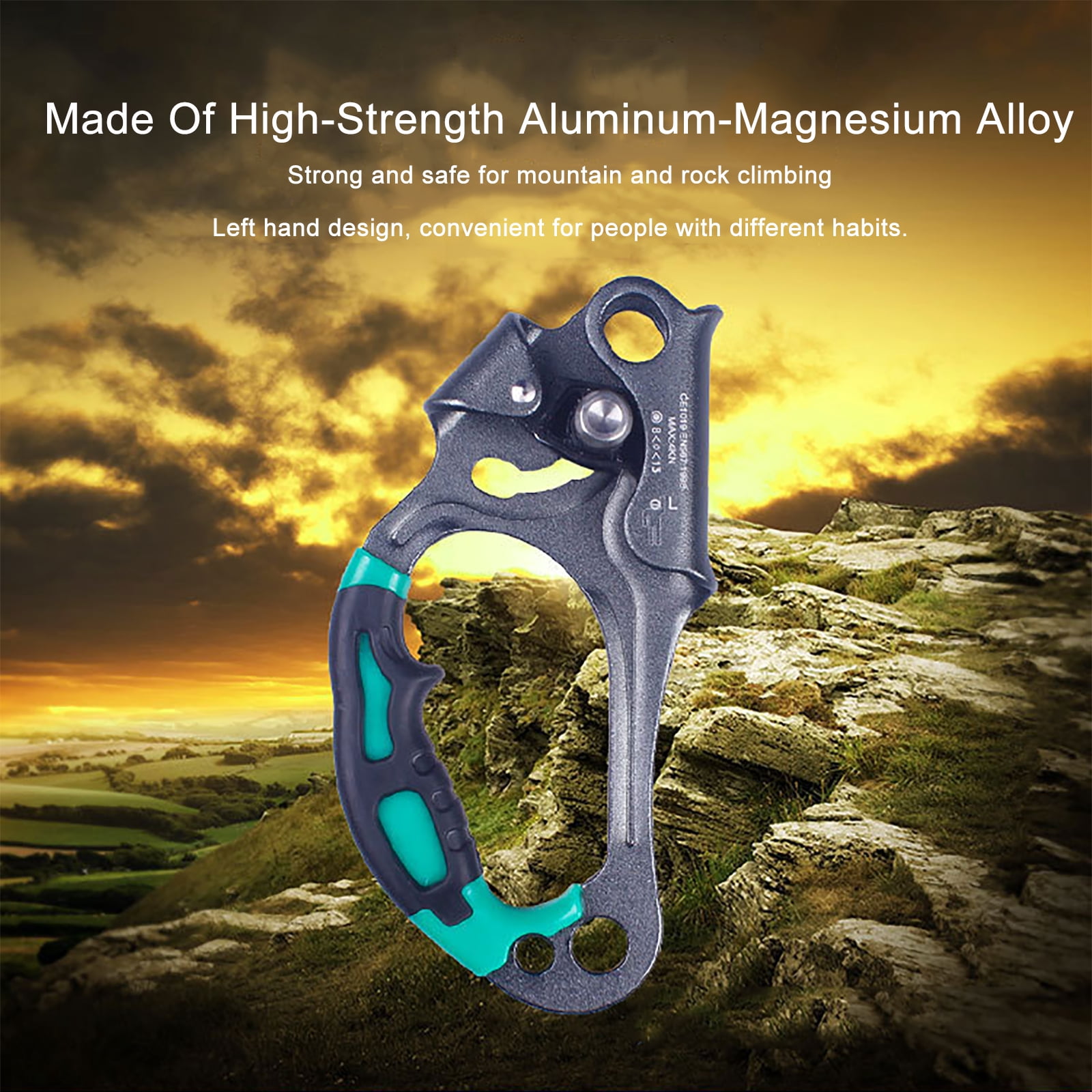 Ueasy Hand Ascender for Climbing Rope Rock Climbing Ascender with Rubber Handle Strong Rappelling Gear for 8-12mm Rope Climbing Equipment for Outdoor Adventures