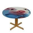 thumbnail image 3 of ONETECH  Cute Pig with Blue Bow Tie Fitted Round Tablecloth Waterproof Table Cloth with Elastic Edge Wipe Clean Table Cover for Indoor Outdoor Fits Medium, 3 of 7
