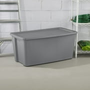 Sterilite Extra Large Storage Bin, 50 Gallon Durable Plastic Storage Tote with Snap-On Lid, Gray
