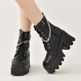 thumbnail image 5 of Women's Square Toe Chunky Platform Wedge Boots | Lace-Up & Zipper Combat Ankle Booties, 5 of 7