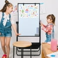 thumbnail image 6 of Fogcroll Rolling Whiteboard Magnetic Whiteboard Dry Erase Board with Stand,Double Sided Portable Writing Whiteboard with Storage Basket,Height Adjustable and 360 Degree Rotating,Black, 6 of 13