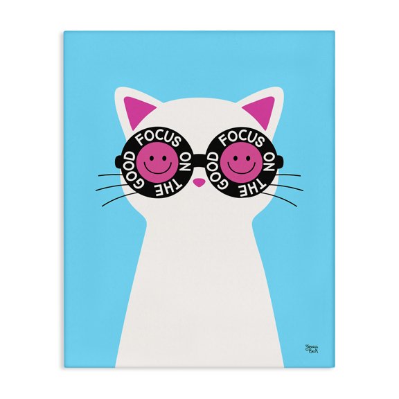 Stupell Industries Focus On Good Cat Animals Painting Wrapped Canvas Art Print Wall Art, 16 x 20