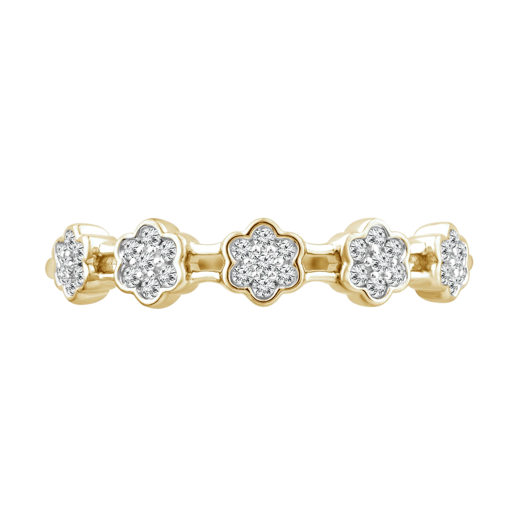 COLOR OF LOVE Sunflower Diamond Floral Band 1/6 ct. t.w. in 10K Yellow Gold, [includes Love Card]