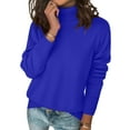 thumbnail image 3 of Womens Turtleneck Sweaters Long Sleeve Casual Soft Knit Loose Fit Basic Fall Pullover Sweater Tops Royal Blue L, 3 of 6