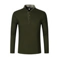 thumbnail image 3 of DDAPJ pyju Waffle Henley Shirts for Men Fashion Crewneck Pullover Tops Raglan Long Sleeve Casual 4 Button T-shirts Quick Dry Collarless Golf Shirt Army Green L, 3 of 7