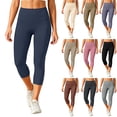 thumbnail image 2 of PEIBang Women's Quick Dry Slim Fit Capri Athletic Pants,Elastic High Rise Side Split Stretch Calf Leggings for Daily Loungewear, 2 of 8