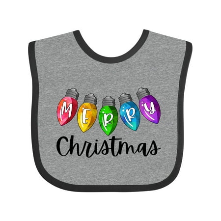 

Inktastic Merry Christmas Rainbow Holiday Lights Gift Baby Boy or Baby Girl Bib