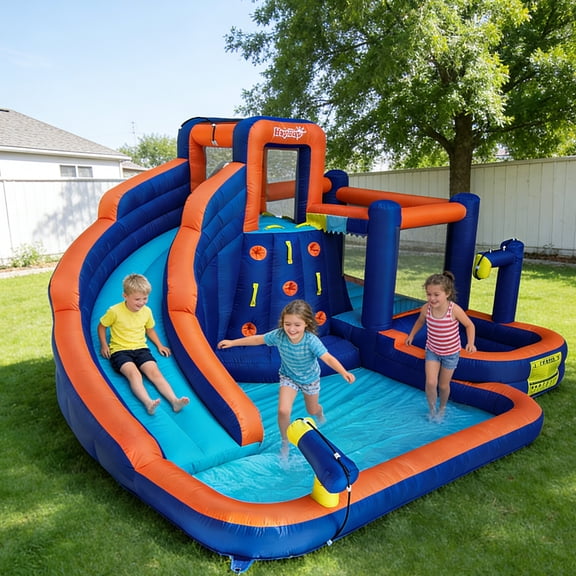 Hapcap Kids Inflatable Water Slide & Bounce House with 2 Pools and Air Blower for Backyard