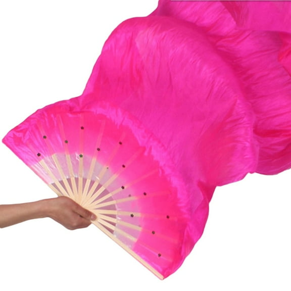 Manunclaims 1.5M/60IN Hand Made Belly Dance Dancing Silk Bamboo Long Fan for Party Stage Performance Dance Kung Fu Tai Chi Fan - Multicolor