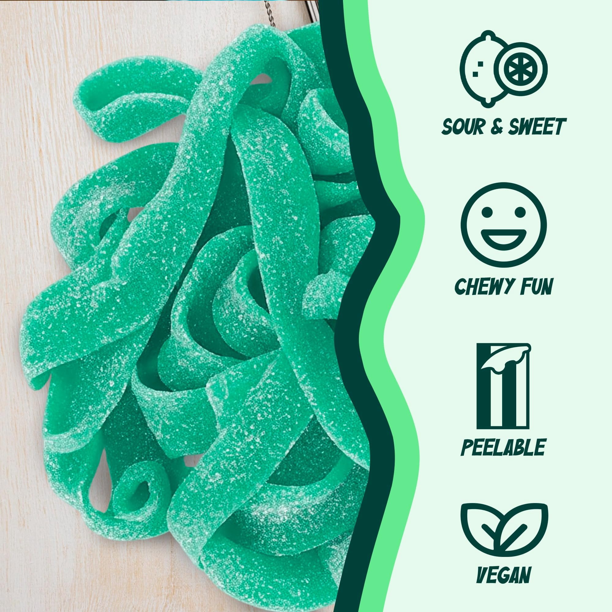 Sour Power Premium Green Apple Candy Belts  The Original Sour Candy Since 1985  6.6 lb Bulk Bag  Vegan, Non-GMO, Gelatin Free  Soft, Chewy, Sweet & Tart Retro Treats