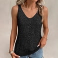 thumbnail image 5 of Qwertyu Women's Tank Top with Knitted Sequins Sleeveless V Neck Shirt Casual Sequins Strappy Elegant Blouses Black One Size, 5 of 5