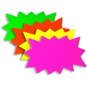 7" x 11" Large BLANK Solar Star Burst Neon Fluorescent Retail Sale Signs - 100 Total Cards