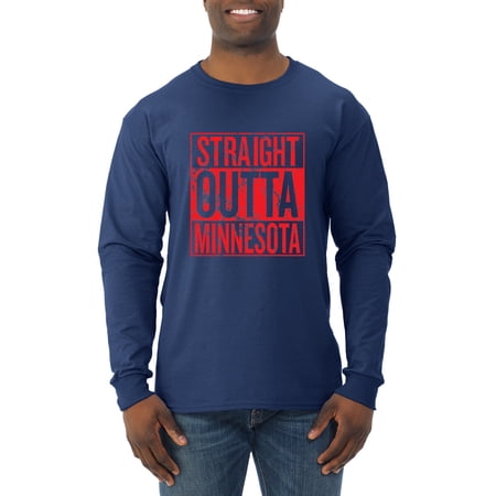 Straight Outta Minnesota MIN Fan | Fantasy Baseball Fans | Mens Sports Long Sleeve T-Shirt, Navy, 2XL