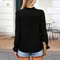 thumbnail image 7 of Towmus Women's Dressy Casual Blouse Tops Fall Spring Puff Long Sleeve Button V Neck Hollow Out Lace Embroidered Shirts, 7 of 7
