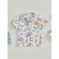 thumbnail image 2 of 4th of July Baby Boys Button-Down Lapel Shirts USA Dinosaur Print Short Sleeve Turn-Down Collar Tops Summer Clothes, 2 of 9