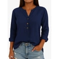 thumbnail image 3 of QUTETN 1/2 Pack Ladies Elegant Linen Blend Short Sleeve V-Neck Shirt Four Seasons Can Wear, 3 of 4