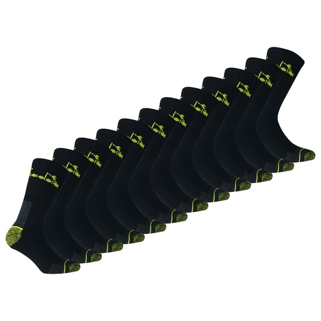 Diadora Calcetines de Trabajo Unisex, Paquete de 12 - Calcetines Deportivos, Algodón, Logotipo, color sólido Negro 39-42