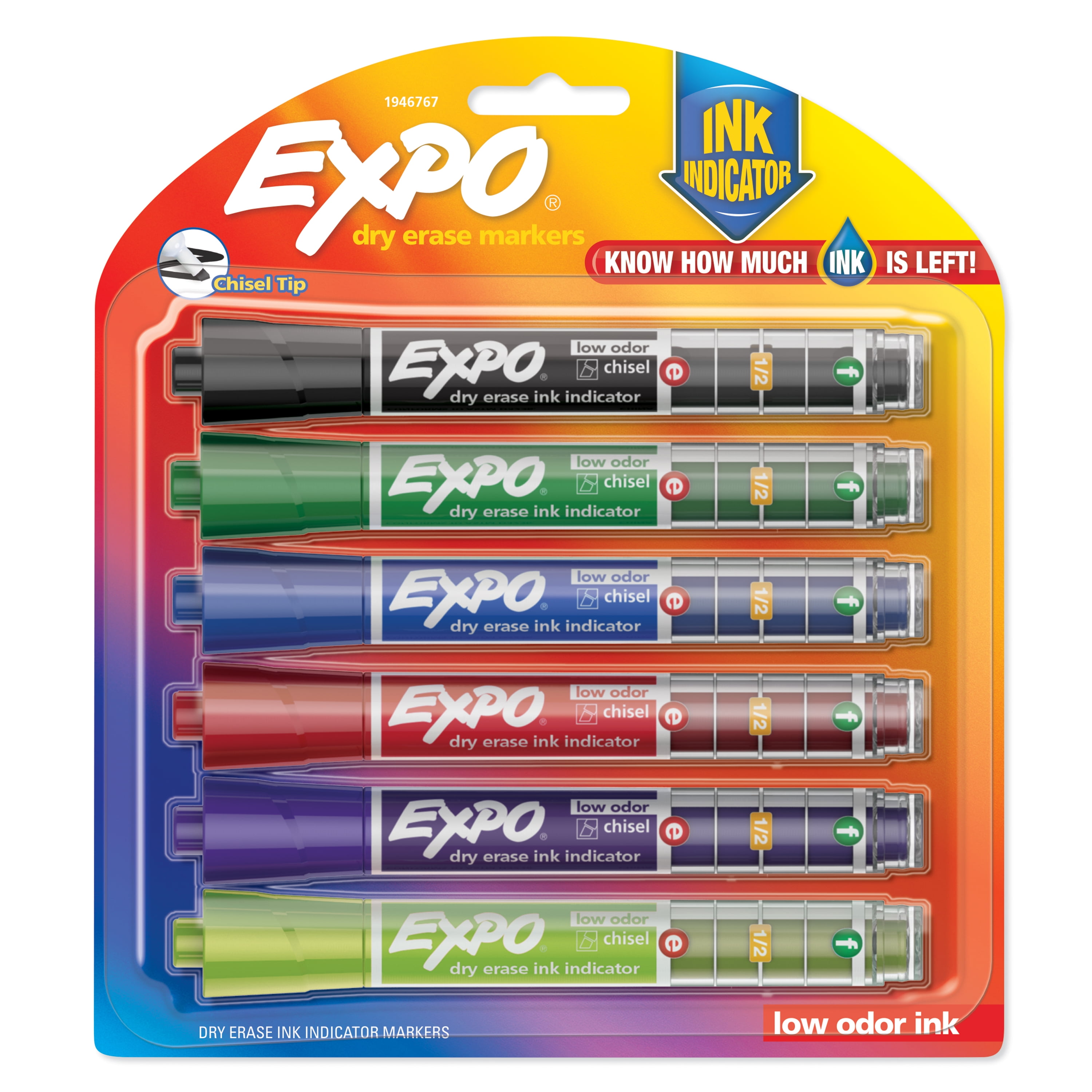 Expo Dry Erase Markers With Ink Indicator Assorted Colors 6 Count Expo Dry Erase Markers With Ink Indicator Assorted Colors 6 Count