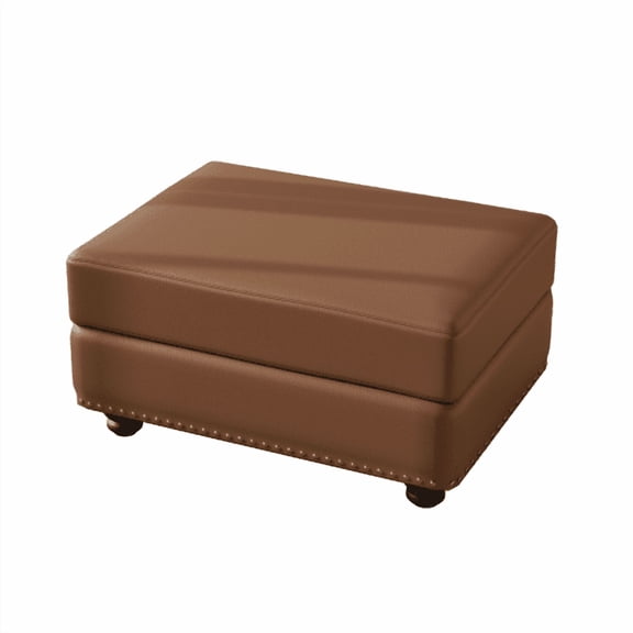 Cterwk Faux Leather Upholstered Footrest Ottoman for Living Rooms, Apartments, Offices, Brown