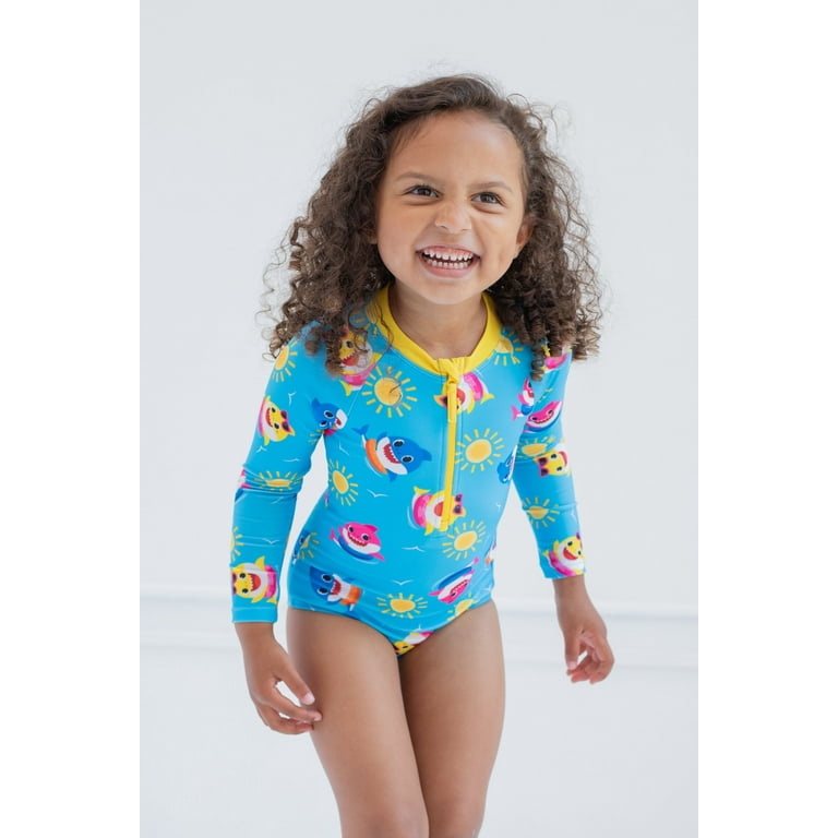 Pinkfong Baby Shark Toddler Girls Zip Up One Piece Bathing Suit Infant to Toddler