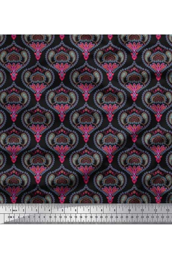 Cotton Jersey Fabric Moroccan Damask Printed Fabric 1 Yard 58 Inch Wide