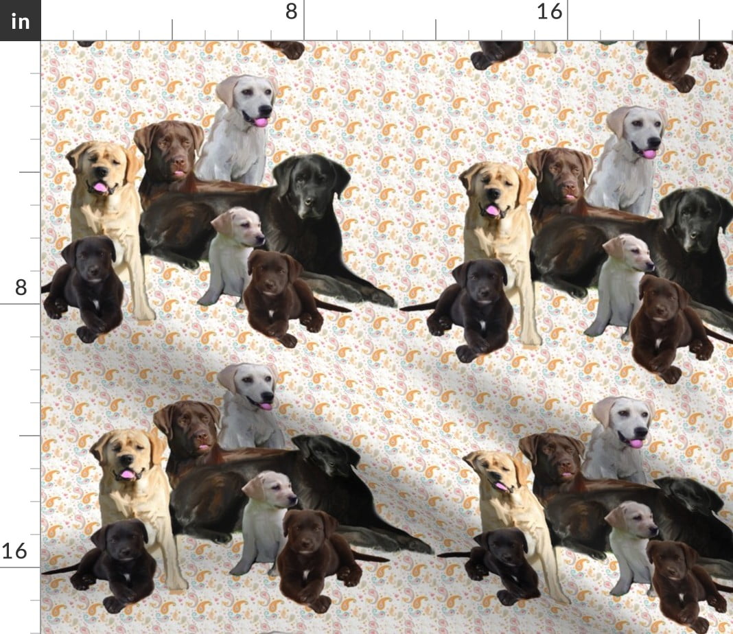 LAB DOG FABRIC 4 PILLOW PANEL OR QUILT TOP 2 DIFFERENT LABRADOR DOGS 