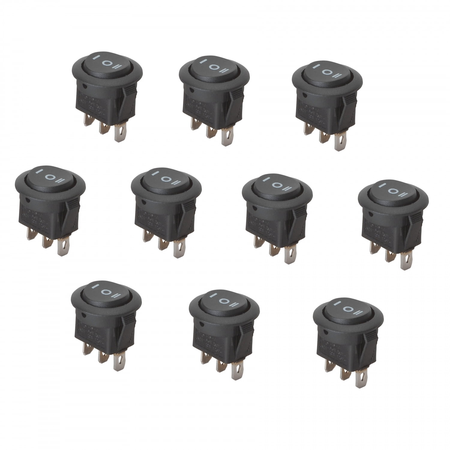 10x On/Off/On 3Position Round Rocker Switch Circular Automotive