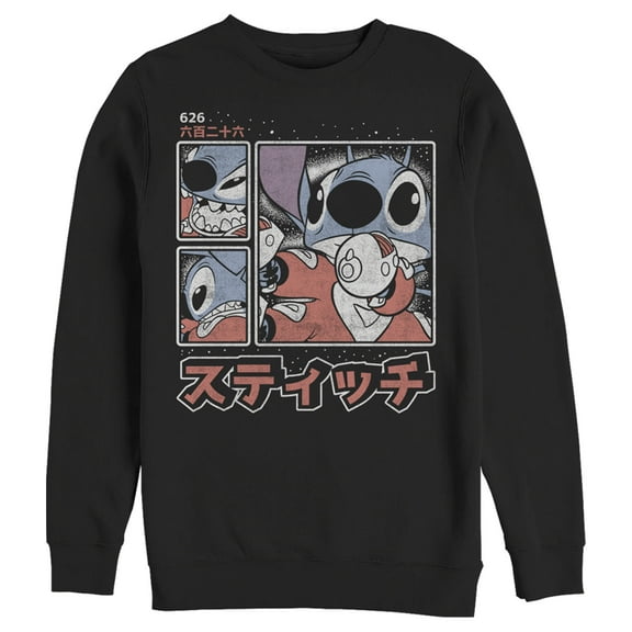 Men's Lilo & Stitch Comic Book Panels Sweatshirt Black X Large