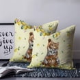 thumbnail image 2 of 14x14 Pillow Covers Set of 2, Lemons Cats Throw Pillow Covers Decorative Couch Cushion Case, Summer Rustic Botanical Fruits Yellow Microfiber Square Pillowcases for Bedroom Car Living Room, 2 of 7
