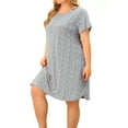 thumbnail image 4 of Agnes Orinda Women's Plus Nightgown Short Sleeve Round Neck Stretch Pajama Dress 4X Gray, 4 of 6