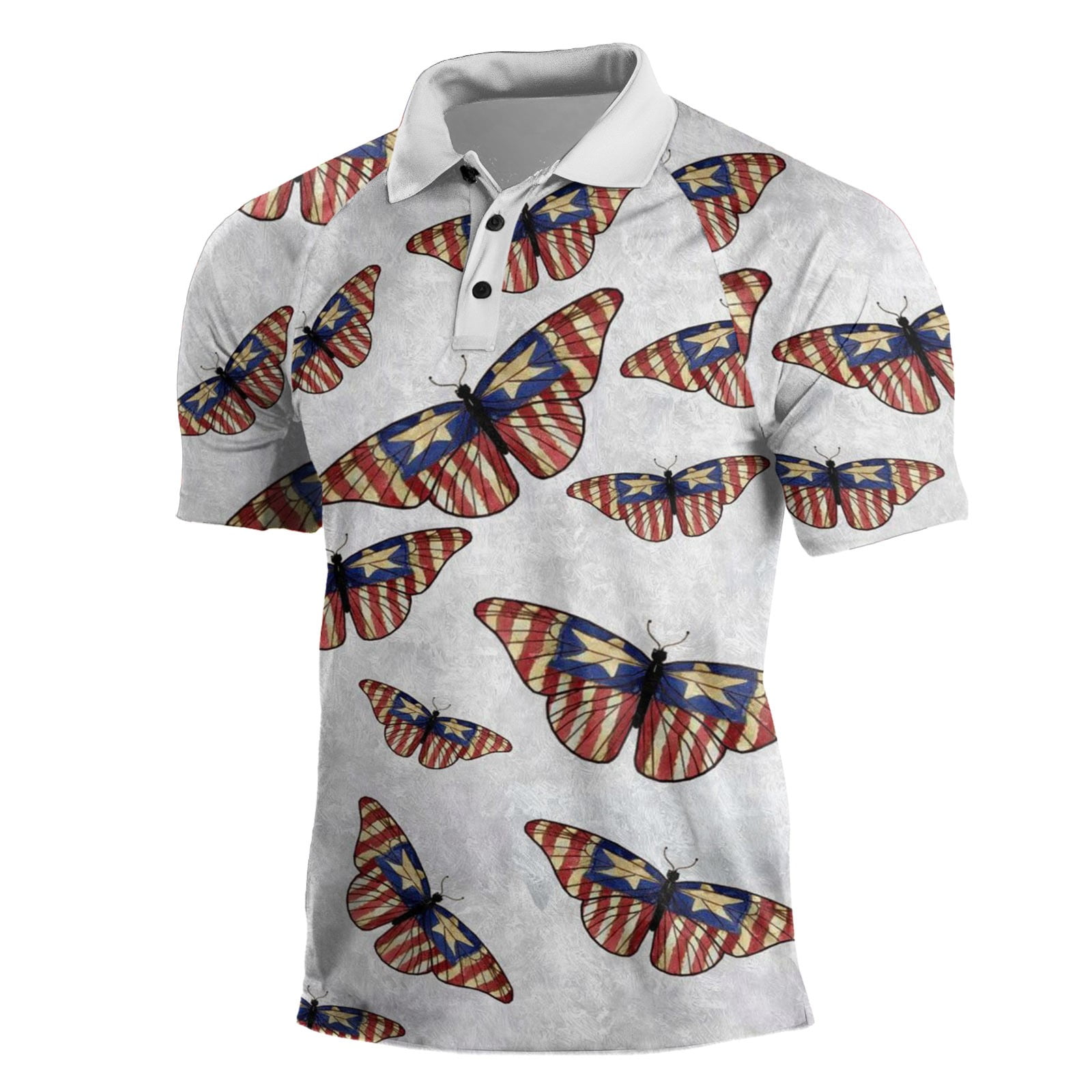 Patriotic Perfection ! American Flag Print Top Men's Short Sleeved ...