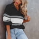 thumbnail image 4 of Jersey de punto para mujer, suéter con cuello levantado, cremallera frontal, hombro caído, manga larga, cálido para invierno y otoño, 4 of 7