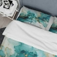 thumbnail image 4 of Designart "Teal Gold Fractal Mystic Mirage III" Modern Bedding Covert Set - Fractals Teal Abstract Bed Set With 2 Shams, 4 of 6