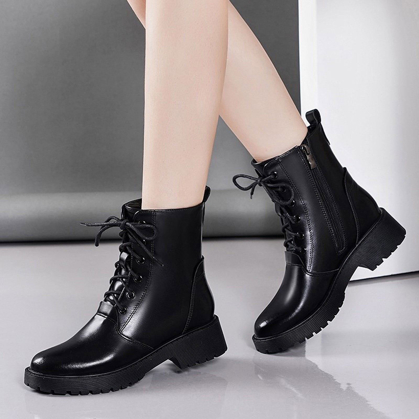 Combat Boots Look Boots Femme B91xZ Women Boots Winter Lace Up Mid - Main Image