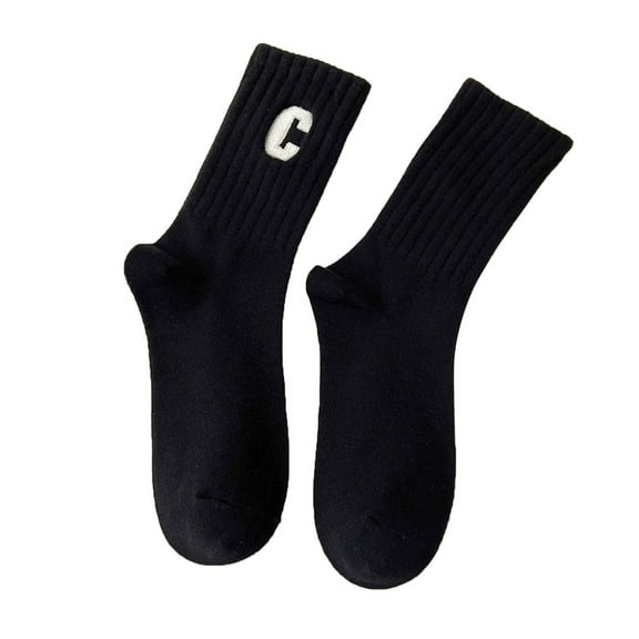 Prolriy Socks for Women Ladies Combed Cotton Embroidered Letter Big C College Sports Socks Socks Womens Socks Khaki