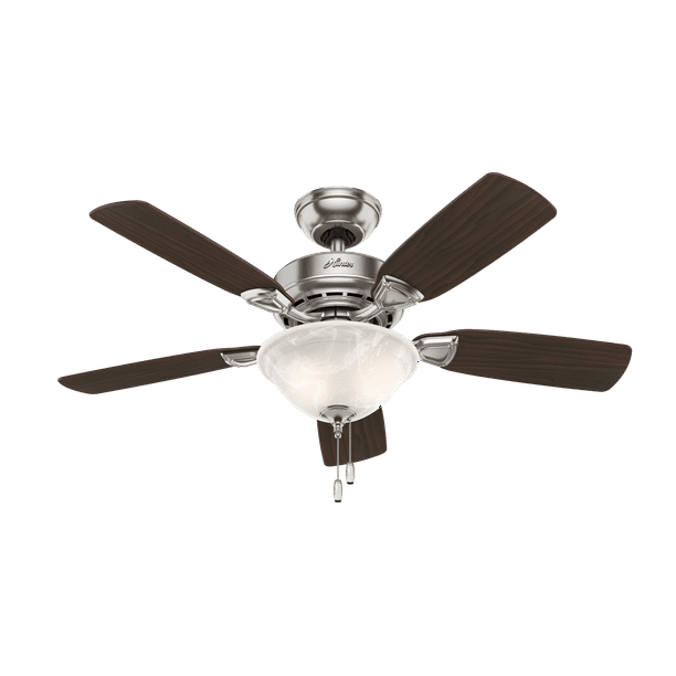 Hunter 44 Caraway Brushed Nickel Ceiling Fan With Light Kit And Pull Chain Com - Satin Nickel Ceiling Fans With Lights